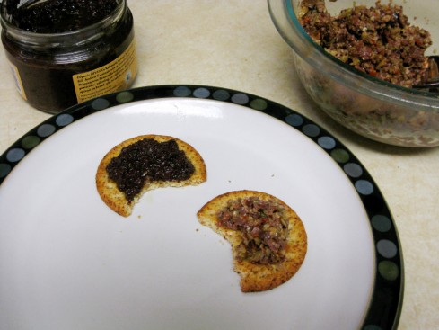 crackers with tapenade